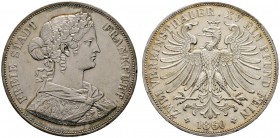 Altdeutsche Münzen und Medaillen 
 Frankfurt, Stadt 
 Doppelter Vereinstaler 1860. AKS 4, J. 43, Thun 145, Kahnt 183.
 kleine Kratzer und Randfehle...