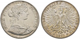 Altdeutsche Münzen und Medaillen 
 Frankfurt, Stadt 
 Doppelter Vereinstaler 1861. AKS 4, J. 43, Thun 145, Kahnt 183.
 minimale Kratzer, vorzüglich...