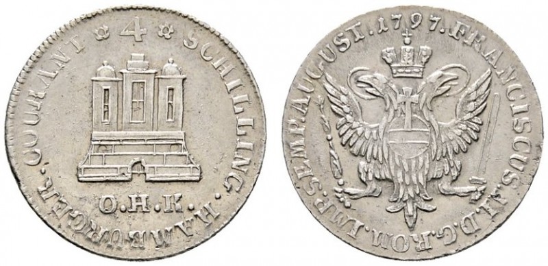 Altdeutsche Münzen und Medaillen 
 Hamburg, Stadt 
 4 Schilling 1797 OHK. Mit ...