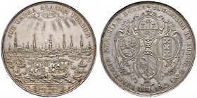 Altdeutsche Münzen und Medaillen 
 Hamburg, Stadt 
 Silbermedaille (Bankportugalöser) 1665 von J. Reteke, auf die vier ersten Bankstädte bzw. die vo...