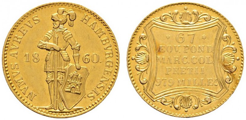 Altdeutsche Münzen und Medaillen 
 Hamburg, Stadt 
 Dukat 1860. AKS 10, J. 93a...