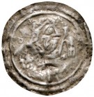 Altdeutsche Münzen und Medaillen 
 Kempten, Abtei 
 Welf VI. als Vogt 1150-1191 
 Brakteat 1170/1180. Barhäuptiges Brustbild mit dreizipfeliger Fah...