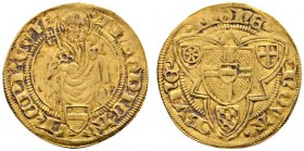 Altdeutsche Münzen und Medaillen 
 Köln, Erzbistum 
 Dietrich von Mörs 1414-1463 
 Goldgulden o.J. (1423) -Bonn-. St. Peter mit Schlüssel und Buch ...