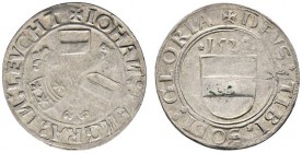 Altdeutsche Münzen und Medaillen 
 Leuchtenberg 
 Johann IV. 1487-1531 
 Batzen 1525 -Pfreimd-. Friedl 78b, Schulten 1738.
 kleine Schrötlingsfehl...