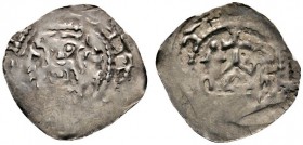 Altdeutsche Münzen und Medaillen 
 Nürnberg, Reichsmünzstätte 
 Konrad III. 1138-1152 
 Dünnpfennig. Gekröntes Brustbild von vorn mit der Heiligen ...