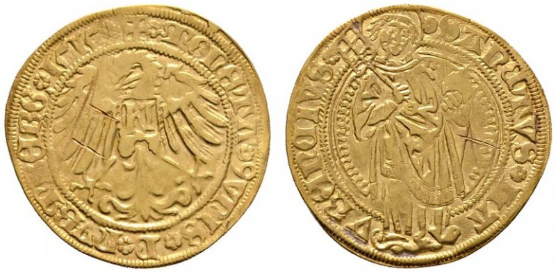 Altdeutsche Münzen und Medaillen 
 Nürnberg, Stadt 
 Goldgulden 1515. St. Laur...