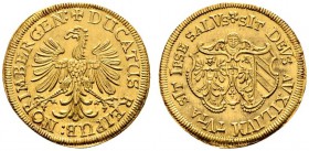 Altdeutsche Münzen und Medaillen 
 Nürnberg, Stadt 
 Dukat 1640. Stempel von G. Nürnberger d.Ä. Nach links blickender Adler / Geflügelter Engelskopf...