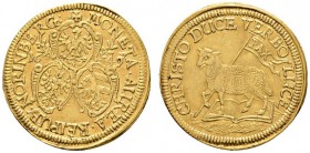 Altdeutsche Münzen und Medaillen 
 Nürnberg, Stadt 
 Dukat 1649. Stempel von G. Nürnberger d.Ä. Drei Wappen / Lamm mit Fahne auf Bibel. Ke. 66, Slg....