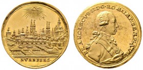 Altdeutsche Münzen und Medaillen 
 Nürnberg, Stadt 
 Dukat o.J. (1792). Stempel von J.P. Werner. Stadtansicht von Südosten unter strahlendem Dreieck...