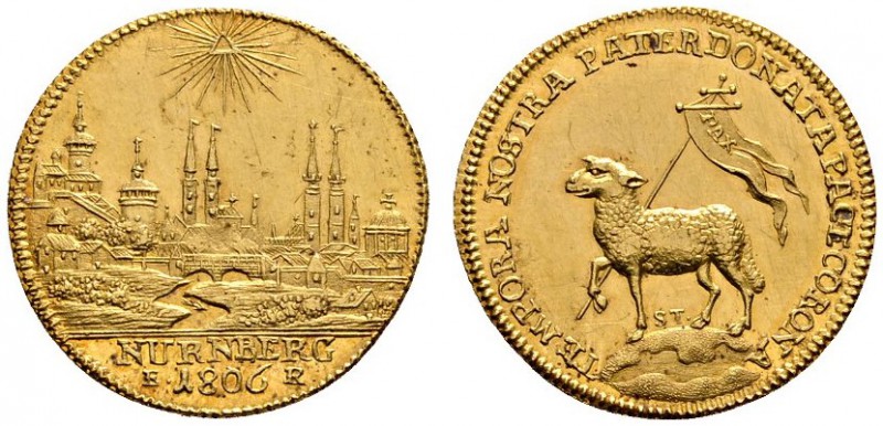 Altdeutsche Münzen und Medaillen 
 Nürnberg, Stadt 
 Dukat 1806. Stempel von J...