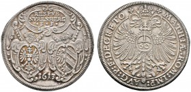 Altdeutsche Münzen und Medaillen 
 Nürnberg, Stadt 
 Reichsguldiner zu 60 Kreuzer 1613. Zwei mit Engeln bedeckte Stadtschilde, darüber in längsovale...