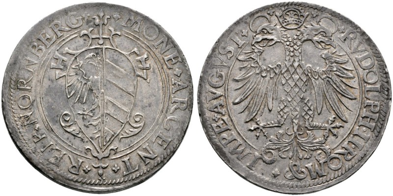 Altdeutsche Münzen und Medaillen 
 Nürnberg, Stadt 
 Taler o.J. (1581/82). Ver...