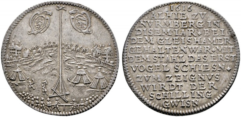 Altdeutsche Münzen und Medaillen 
 Nürnberg, Stadt 
 1/4 Taler 1616. Auf das V...