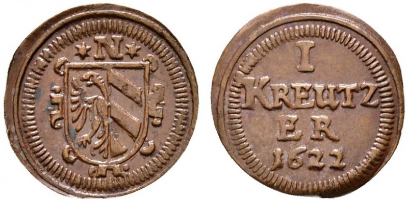 Altdeutsche Münzen und Medaillen 
 Nürnberg, Stadt 
 Kipper-Kupferkreuzer 1622...