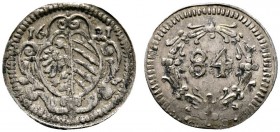 Altdeutsche Münzen und Medaillen 
 Nürnberg, Stadt 
 Kipper-Dreier (guthaltige Silberprägung) 1621. Wappen auf verzierter Kartusche, oben zu den Sei...