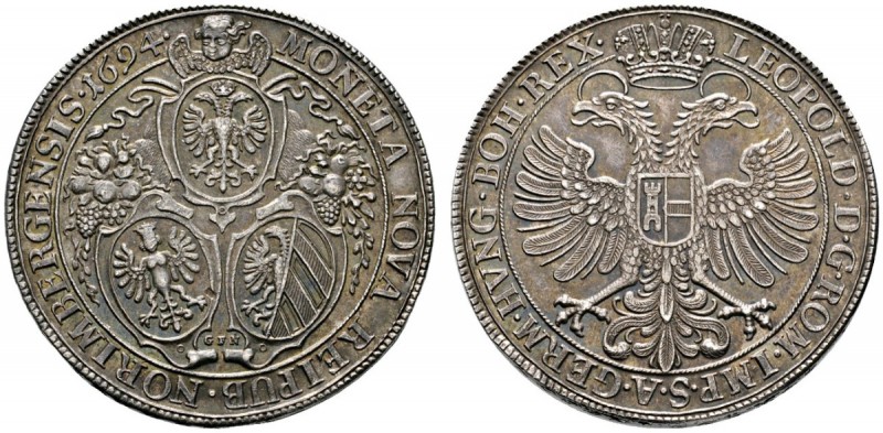 Altdeutsche Münzen und Medaillen 
 Nürnberg, Stadt 
 Taler 1694. Münzmeister G...