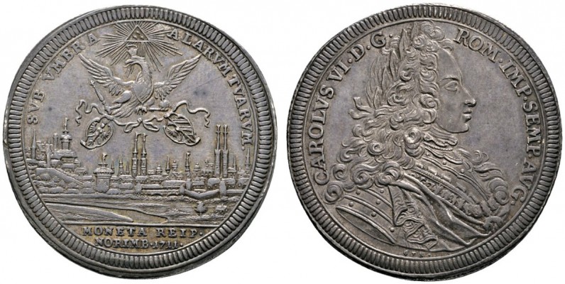 Altdeutsche Münzen und Medaillen 
 Nürnberg, Stadt 
 Taler 1711. Münzmeister G...
