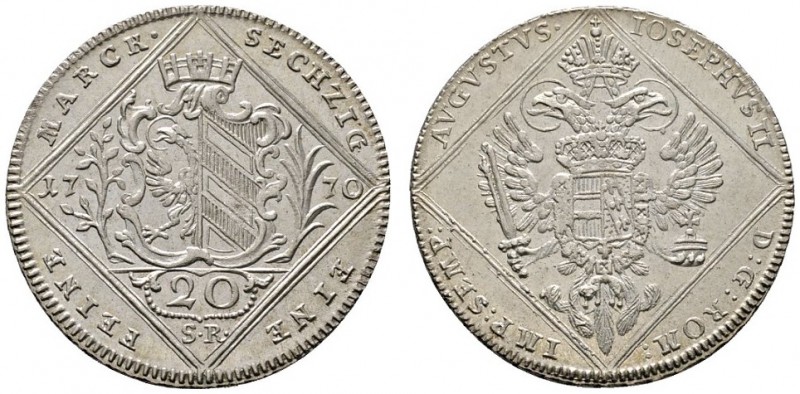 Altdeutsche Münzen und Medaillen 
 Nürnberg, Stadt 
 20 Kreuzer 1770. In einem...