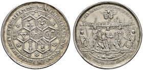 Altdeutsche Münzen und Medaillen 
 Nürnberg, Stadt 
 Silberne Ratsmedaille 1600 von V. Maler. Um ein Pfeilbündel ein wabenförmiger Kranz von sechs P...