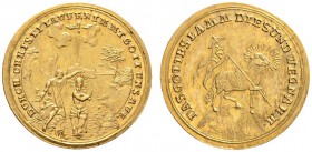 Altdeutsche Münzen und Medaillen 
 Nürnberg, Stadt 
 Goldene Taufmedaille im Gewicht zu einem Dukaten o.J. (um 1700) unsigniert. Taufe Christi im Jo...