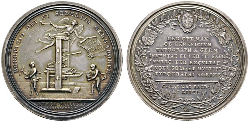 Altdeutsche Münzen und Medaillen 
 Nürnberg, Stadt 
 Silbermedaille 1740 von A...