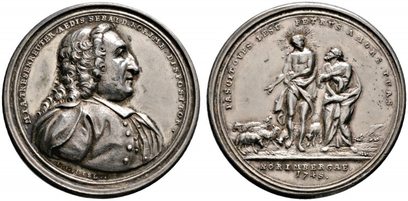 Altdeutsche Münzen und Medaillen 
 Nürnberg, Stadt 
 Silbermedaille 1745 von C...