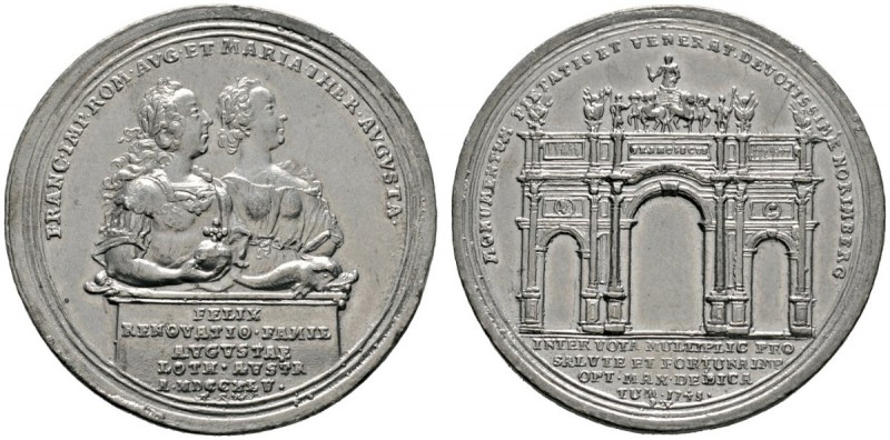 Altdeutsche Münzen und Medaillen 
 Nürnberg, Stadt 
 Zinnmedaille 1745 von A.R...