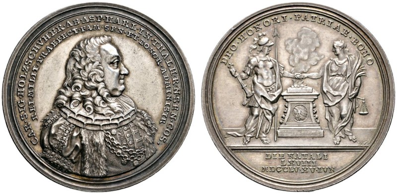 Altdeutsche Münzen und Medaillen 
 Nürnberg, Stadt 
 Silbermedaille 1755 von L...