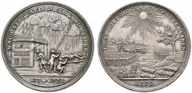 Altdeutsche Münzen und Medaillen 
 Nürnberg, Stadt 
 Silbermedaille 1772 von J.L. Oexlein, auf das Ende der Hungersnot. Regenwolken über leerer Sche...