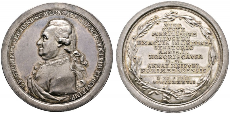 Altdeutsche Münzen und Medaillen 
 Nürnberg, Stadt 
 Silbermedaille 1787 von J...