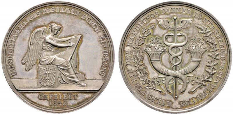 Altdeutsche Münzen und Medaillen 
 Nürnberg, Stadt 
 Silbermedaille 1842 von A...