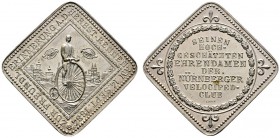 Altdeutsche Münzen und Medaillen 
 Nürnberg, Stadt 
 Klippenförmige, versilberte Messingmedaille 1884 von L.Chr. Lauer, auf das Herbstrennen des Vel...