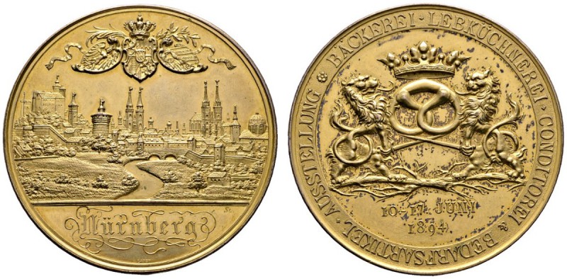 Altdeutsche Münzen und Medaillen 
 Nürnberg, Stadt 
 Vergoldete Bronzemedaille...