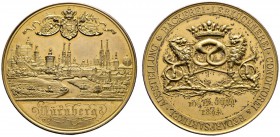 Altdeutsche Münzen und Medaillen 
 Nürnberg, Stadt 
 Vergoldete Bronzemedaille 1894 von L.Chr. Lauer, auf die Ausstellung für Bäckerei, Lebküchnerei...