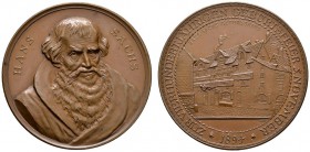 Altdeutsche Münzen und Medaillen 
 Nürnberg, Stadt 
 Bronzemedaille 1894 von L.Chr. Lauer, auf den 400. Geburtstag von Hans Sachs. Dessen Brustbild ...