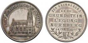 Altdeutsche Münzen und Medaillen 
 Nürnberg, Stadt 
 Silbermedaille 1900 von L.Chr. Lauer, auf die Grundsteinlegung der Dreieinigkeitskirche in Gost...