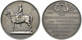 Altdeutsche Münzen und Medaillen 
 Nürnberg, Stadt 
 Mattierte Silbermedaille 1900 von L.Chr. Lauer, auf die Grundsteinlegung des Reiterdenkmals für...