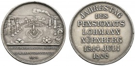 Altdeutsche Münzen und Medaillen 
 Nürnberg, Stadt 
 Matt versilberte Bronzemedaille 1906 von L.Chr. Lauer, auf den Jahrestag des Pensionats Lohmann...