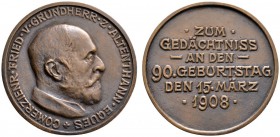 Altdeutsche Münzen und Medaillen 
 Nürnberg, Stadt 
 Bronzegußmedaille 1908 unsigniert, auf den 90. Geburtstag des Friedrich von Grundherr (Drogerie...