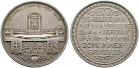 Altdeutsche Münzen und Medaillen 
 Nürnberg, Stadt 
 Mattierte Silbermedaille 1909 nach einem Modell von F. König (geprägt bei Lauer), auf die Enthü...