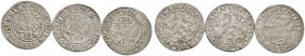 Altdeutsche Münzen und Medaillen 
 Pfalz-Neuburg 
 Ottheinrich und Philipp 1504-1544 
 Lot (3 Stücke): Batzen 1522 und 2x 1523 (minimale Stempelvar...