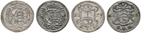 Altdeutsche Münzen und Medaillen 
 Sachsen-Albertinische Linie 
 Friedrich August I. (&quot;August der Starke&quot;) 1694-1733 
 Lot (2 Stücke): 3 ...
