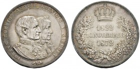 Altdeutsche Münzen und Medaillen 
 Sachsen-Albertinische Linie 
 Johann 1854-1873 
 Doppelter Vereinstaler 1872 B. Goldene Hochzeit. AKS 160, J. 13...