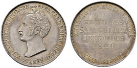 Altdeutsche Münzen und Medaillen 
 Sachsen-Meiningen 
 Bernhard Erich Freund 1803-1866 
 1/2 Ausbeute-Konventionstaler (Ausbeutegulden) 1829. Saal­...