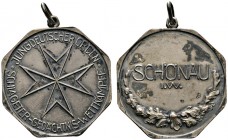 Altdeutsche Münzen und Medaillen 
 Schönau (Schwarzwald) 
 Tragbare oktogonale, versilberte Bronzemedaille o.J. (um 1930) unsigniert, auf die Schlag...