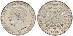 Altdeutsche Münzen und Medaillen 
 Schwarzburg-Sondershausen 
 Günther Friedrich Karl II. 1835-1880 
 Vereinstaler 1865 A. AKS 38, J. 75, Thun 400,...