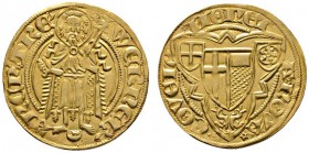 Altdeutsche Münzen und Medaillen 
 Trier, Erzbistum 
 Werner von Falkenstein 1388-1418 
 Goldgulden o.J. (1410/14) -Koblenz-. Johannes der Täufer m...