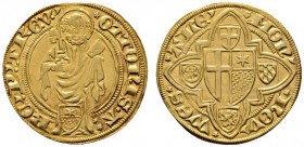 Altdeutsche Münzen und Medaillen 
 Trier, Erzbistum 
 Otto von Ziegenhain 1418-1430 
 Goldgulden o.J. (1420) -Oberwesel. St. Petrus mit geschultert...