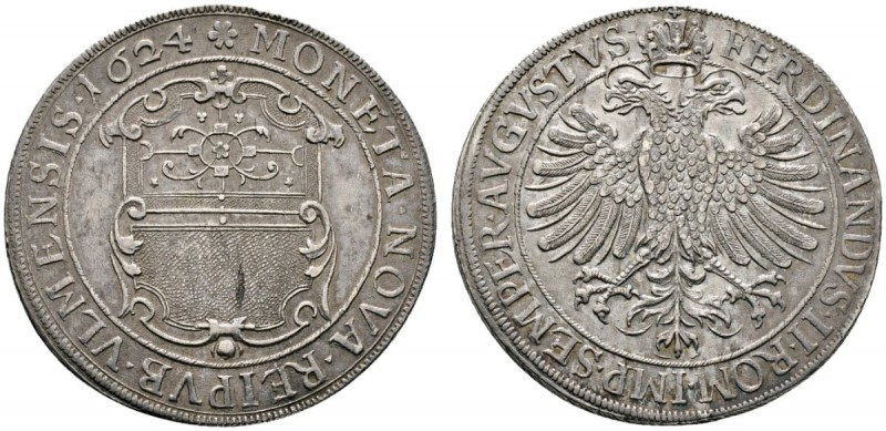 Altdeutsche Münzen und Medaillen 
 Ulm, Stadt 
 Taler 1624. Verzierter Stadtsc...