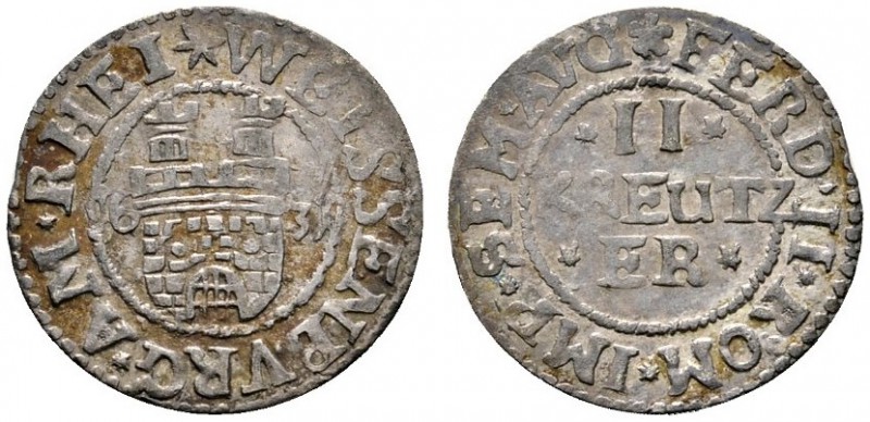 Altdeutsche Münzen und Medaillen 
 Weissenburg, Stadt 
 2 Kreuzer 1631. Stadtw...